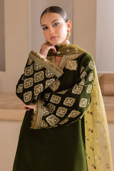 D-425 Unstitched - 3piece - Embroidered Velvet by Baroque